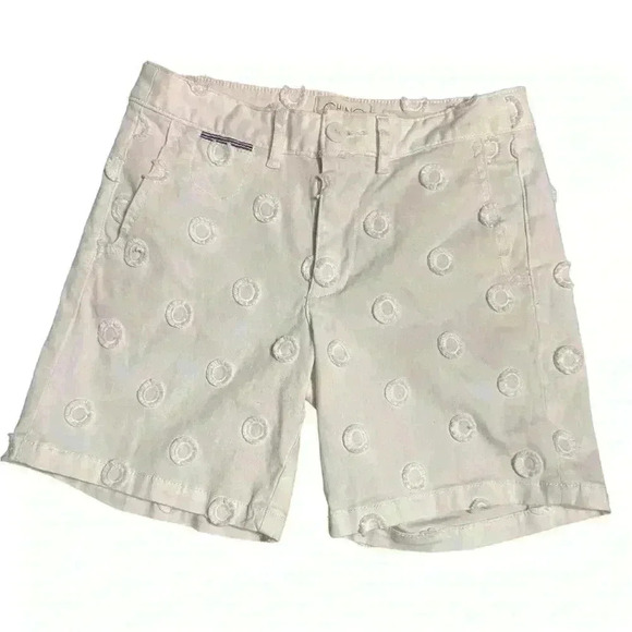 Chino by Anthropologie White Mid Thigh Mid Rise Circle Polka Dot Shorts - Picture 1 of 5